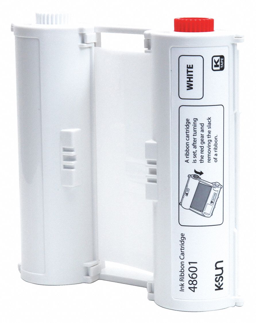 Label Printer Ribbon Cartridge: 4 in x 1,181 ft, White, Resin