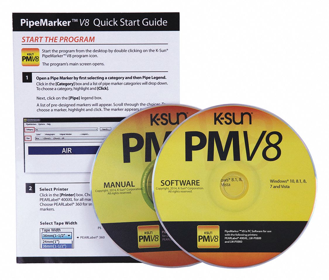 Label Printer Software: Pipe Marker V8 Software, Label Printer, CD