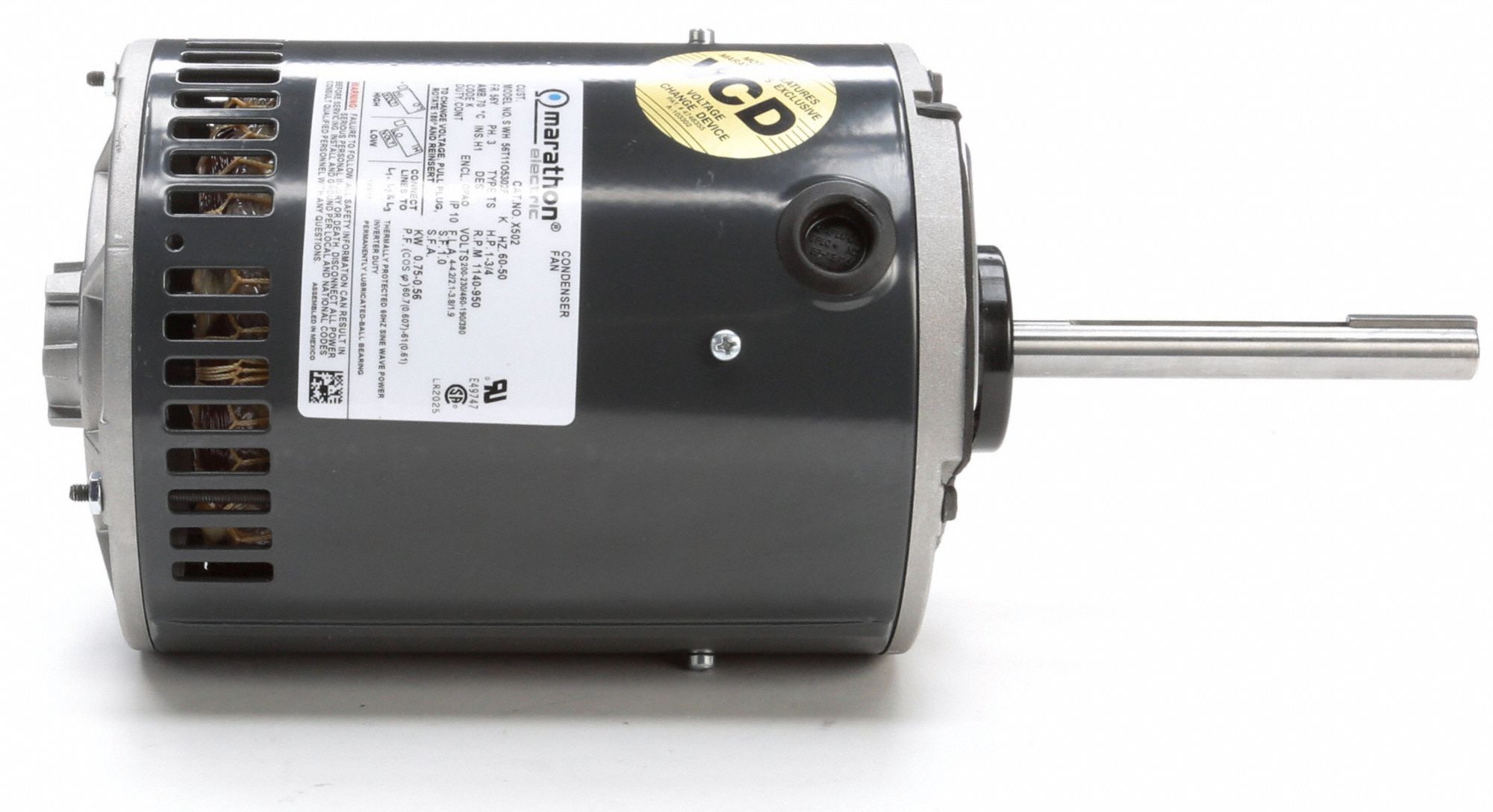 MARATHON MOTORS Condenser Fan Motor, 1 HP, 3-Phase, Nameplate RPM 1,140 ...