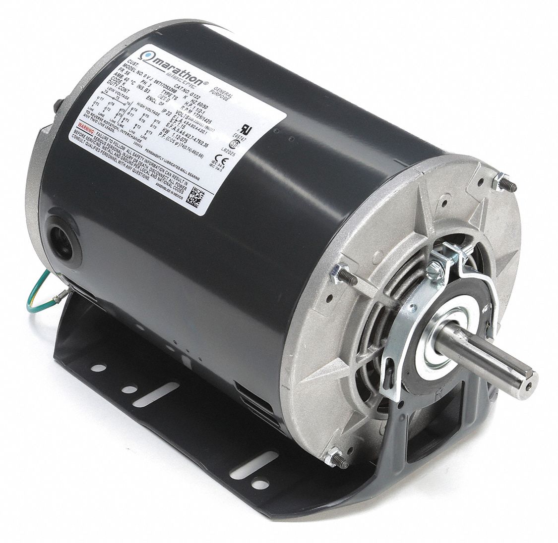 MARATHON MOTORS Belt Drive Motor: 1 Speed, Open Dripproof, Cradle Base  Mount, 1 1/2 HP, 56 Frame