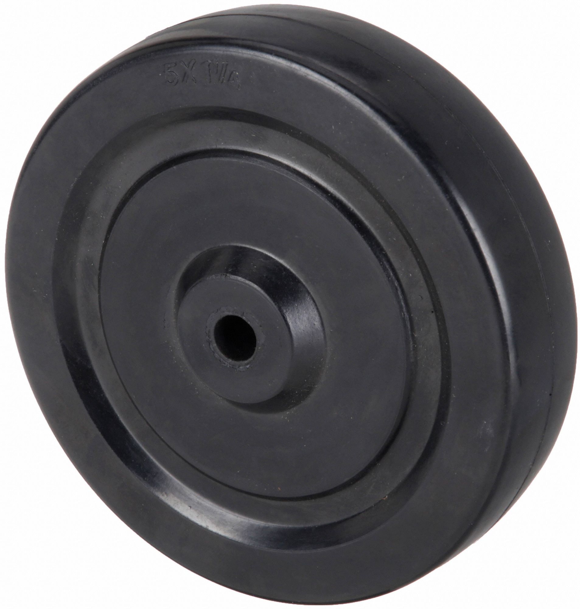 SOLID RUBBER WHEEL, 5 IN WHEEL DIAMETER, 1¼ IN WHEEL W, 175 LB LOAD RATING