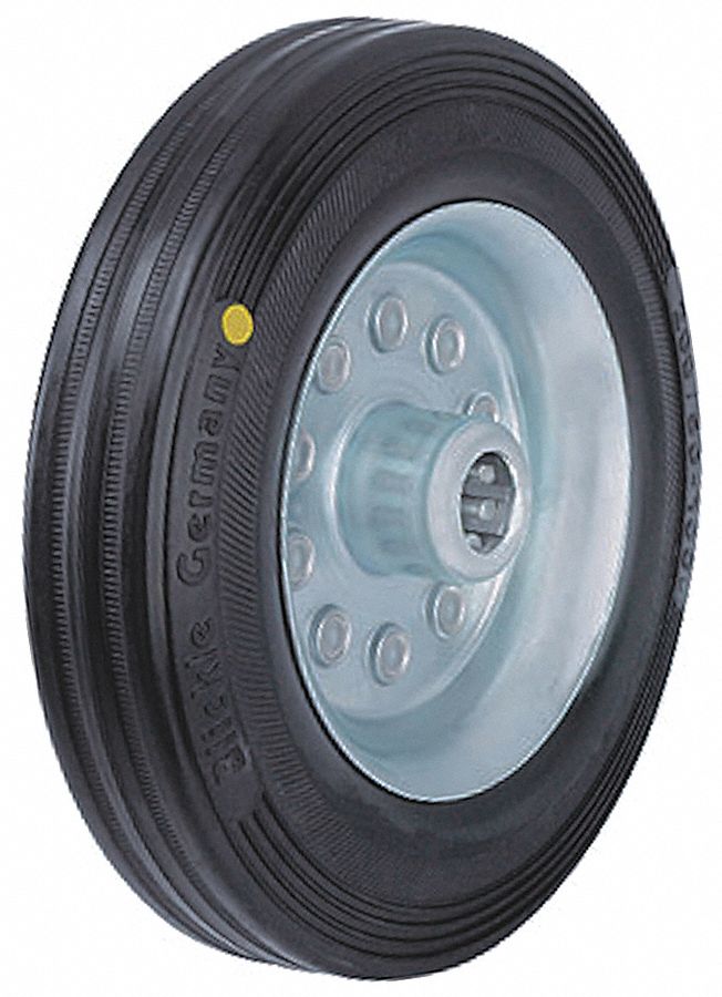 FLAT-FREE SOLID RUBBER WHEEL, 3⅛ IN WHEEL DIAMETER, 1 IN WHEEL W, 110 LB, STEEL, STANDARD