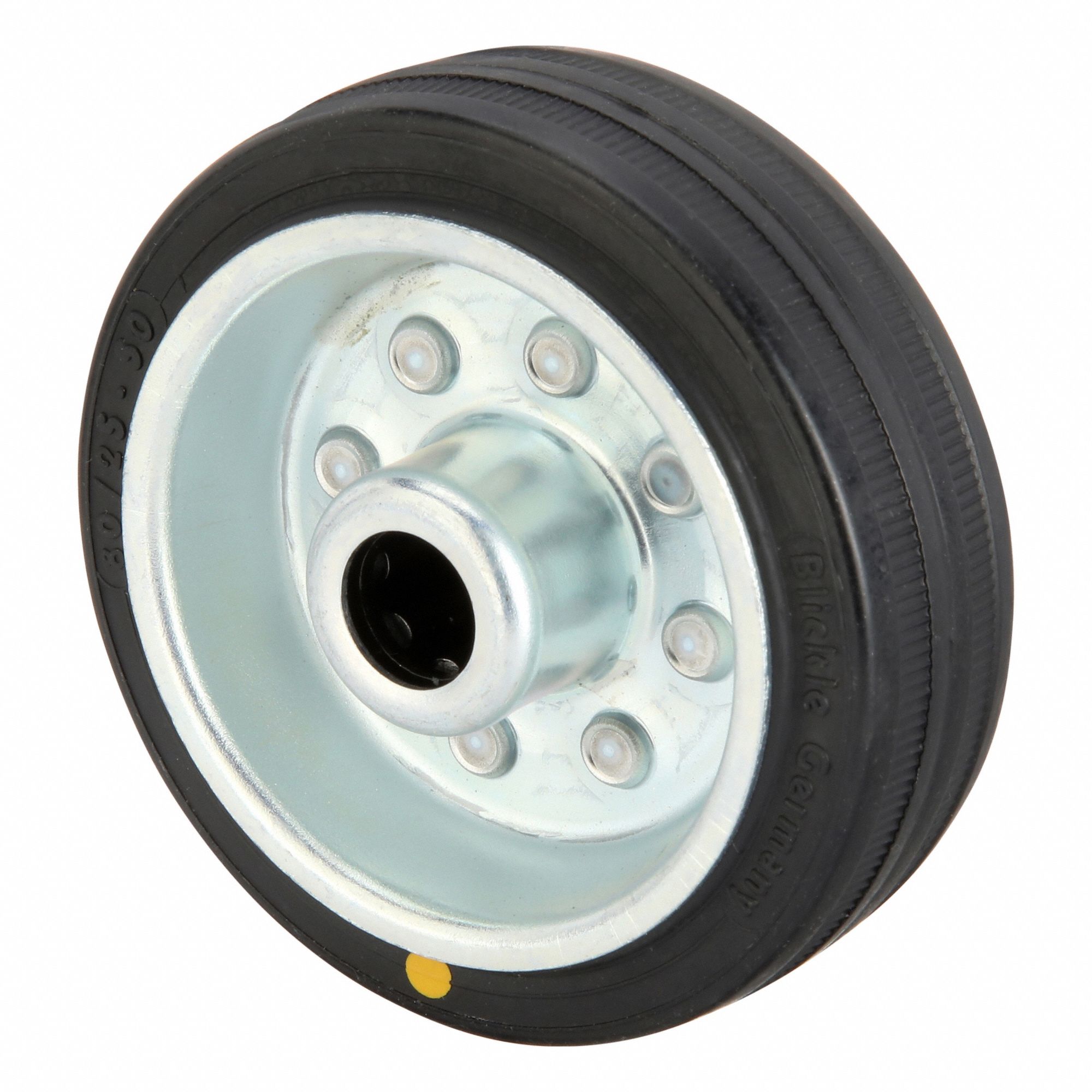 Flat-Free Wheel: 3 1/8 in Wheel Dia., 1 in Wheel Wd, Rubber, 110 lb Load Capacity