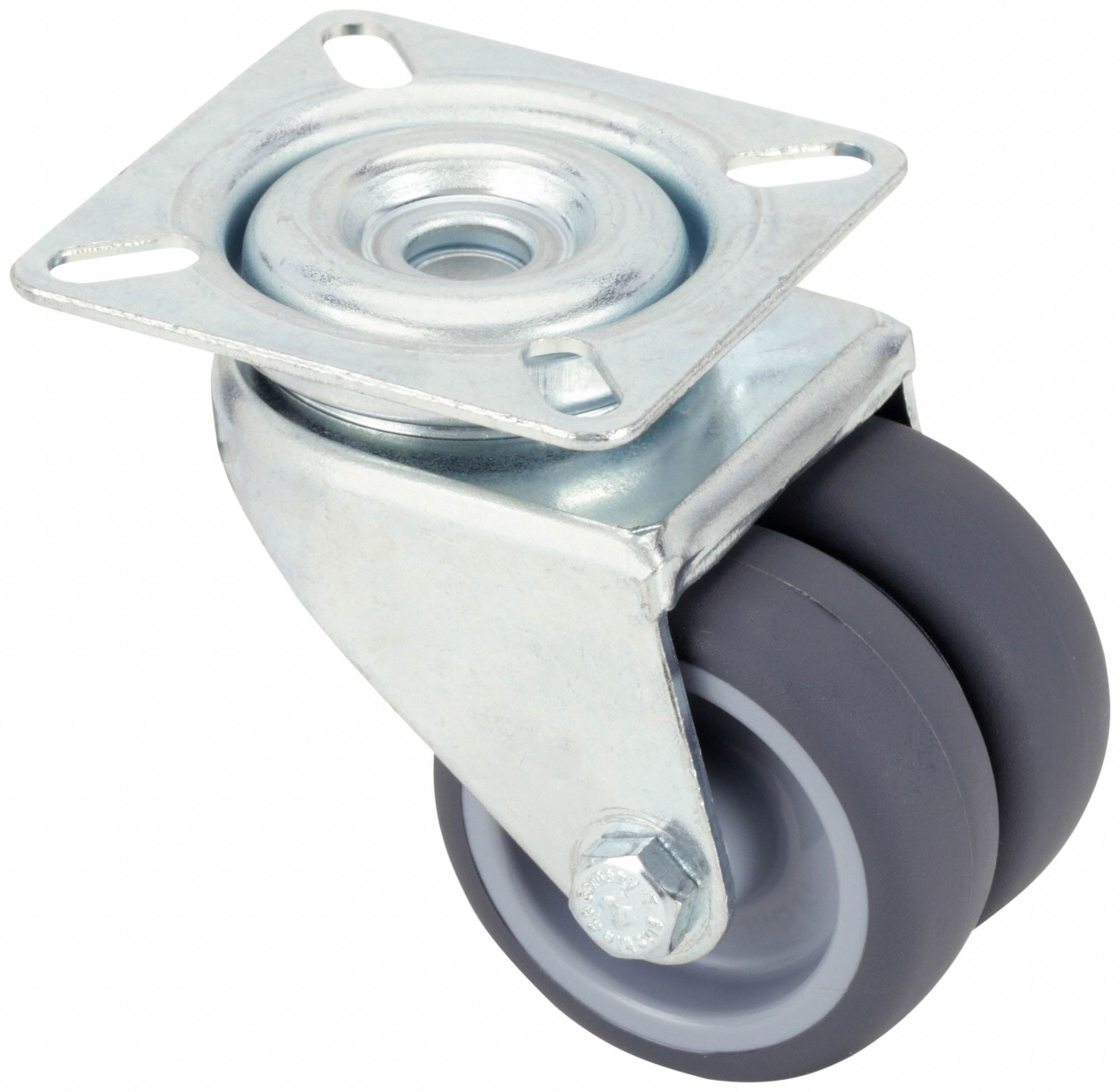 LOW-PROFILE EASY-TURN STANDARD PLATE CASTER, 3 IN WHEEL DIA, 220 LB, SWIVEL CASTER