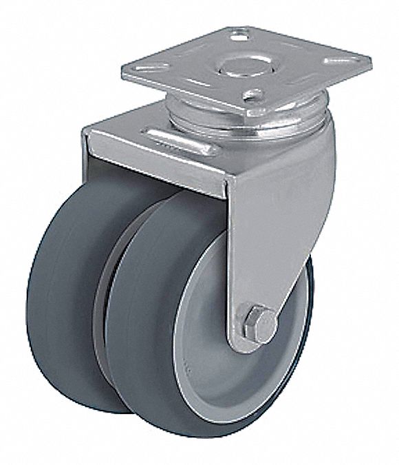 LOW-PROFILE EASY-TURN STANDARD PLATE CASTER, 3 IN WHEEL DIA, 220 LB, SWIVEL CASTER