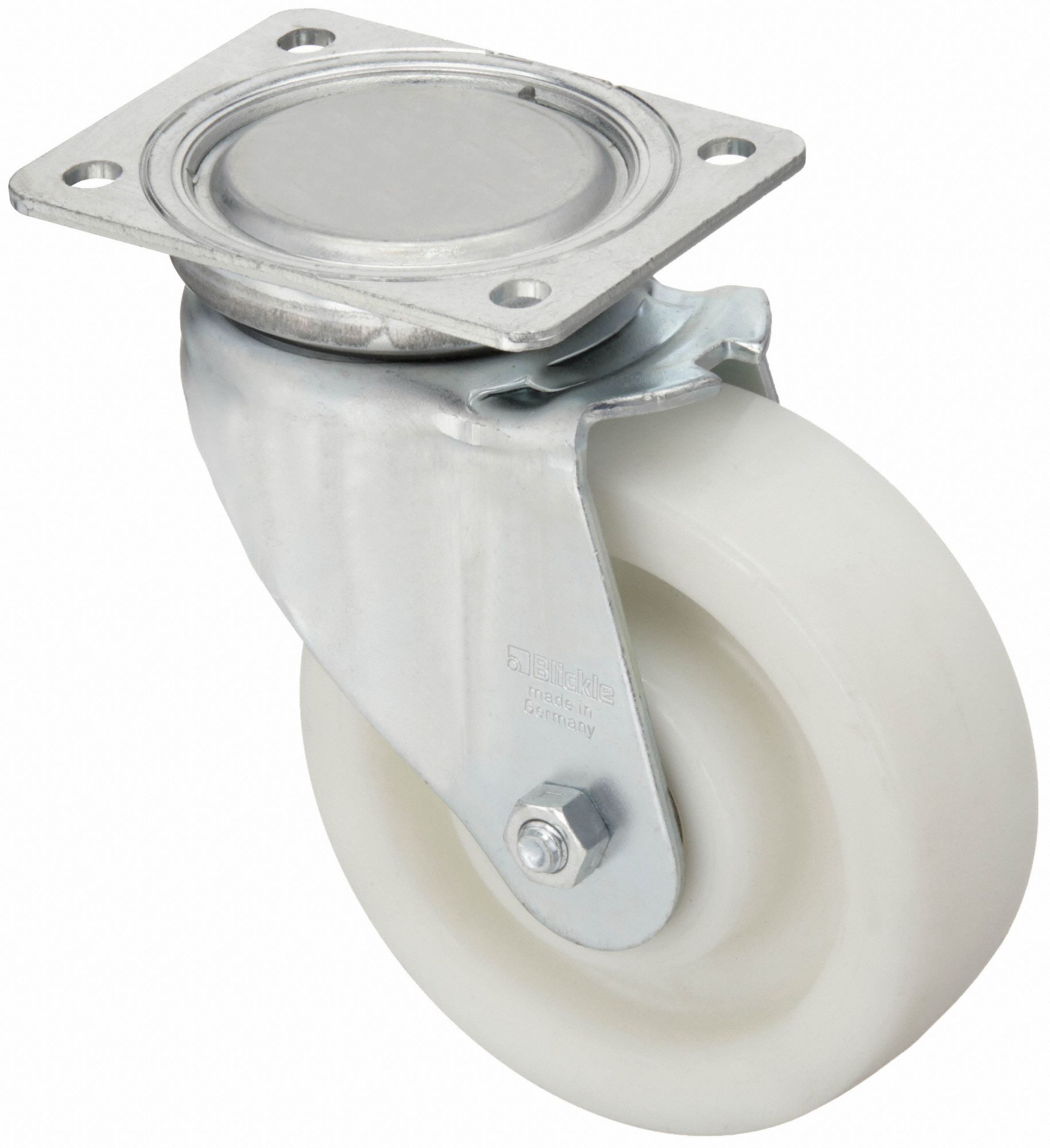 MAINTENANCE-FREE PLATE CASTER, 6 5/16 IN WHEEL DIA, 1650 LB, 8 IN MOUNTING H, HARD