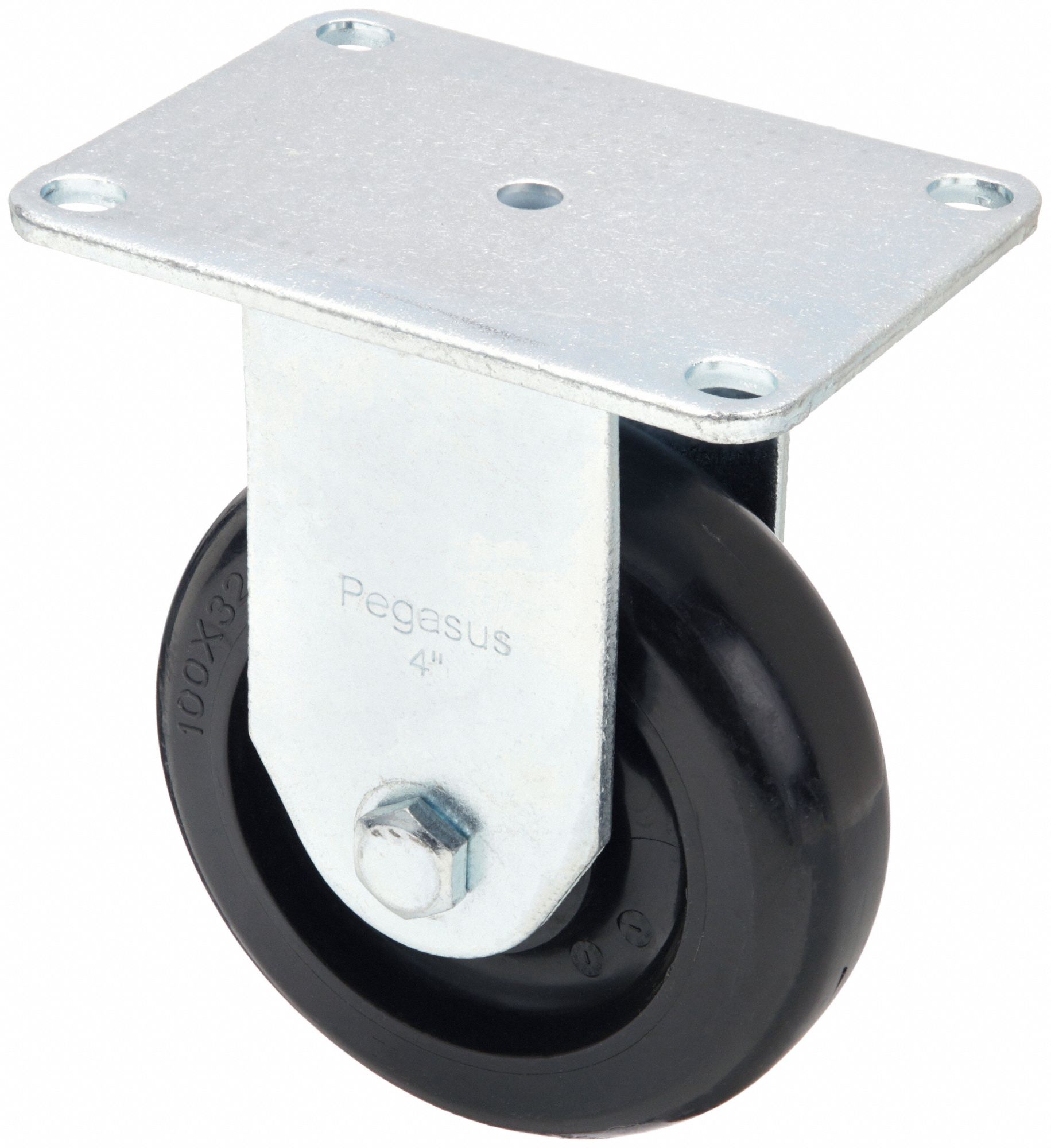 Plate Caster, Rigid, Polypropylene, 5 1/8"H