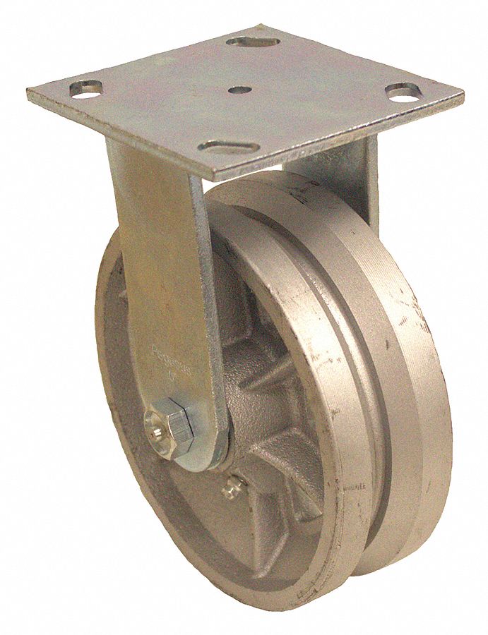 GRAINGER APPROVED VGroove TrackWheel Plate Caster 4 in Wheel Dia., 700 lb, 5 5/8 in Mounting