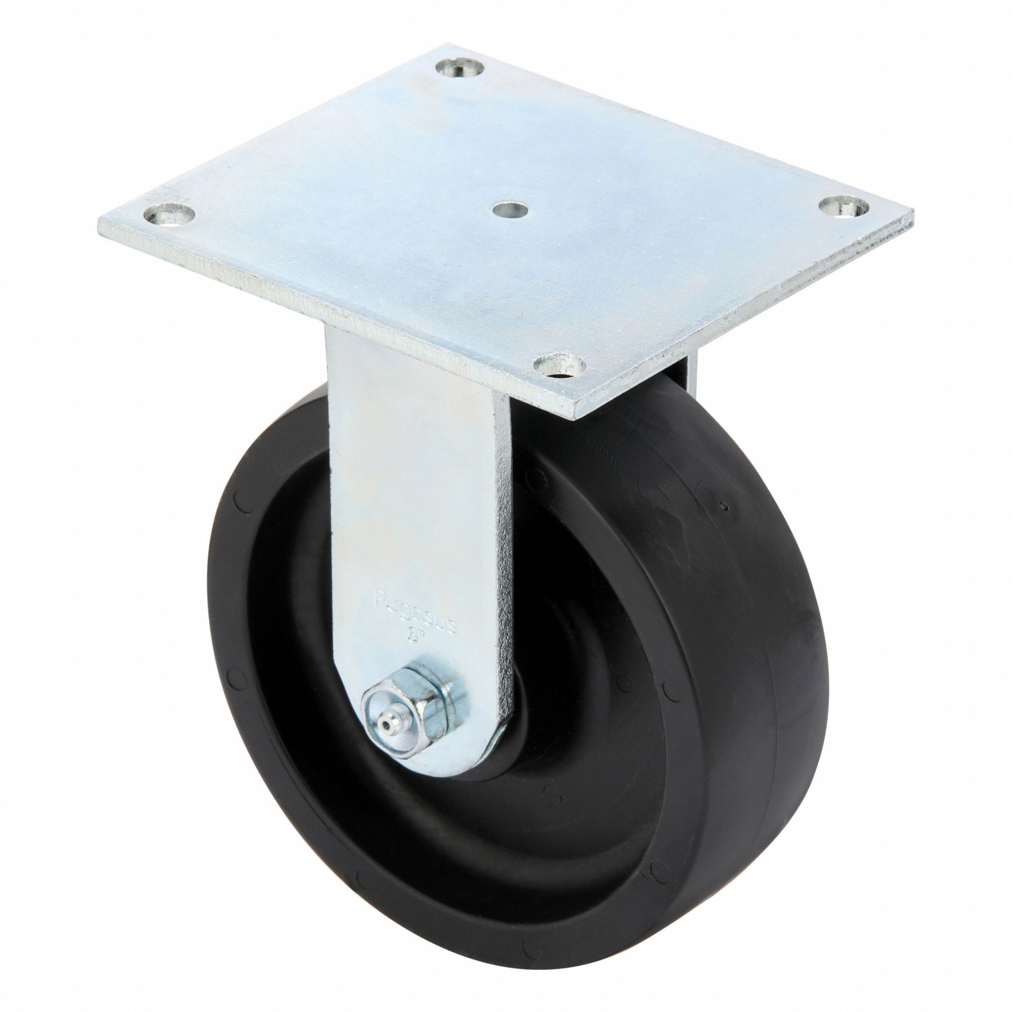 Plate Caster: Rigid, No Brake, Polypropylene, 6 in Wheel Dia, 2 in Wheel Wd, Hole