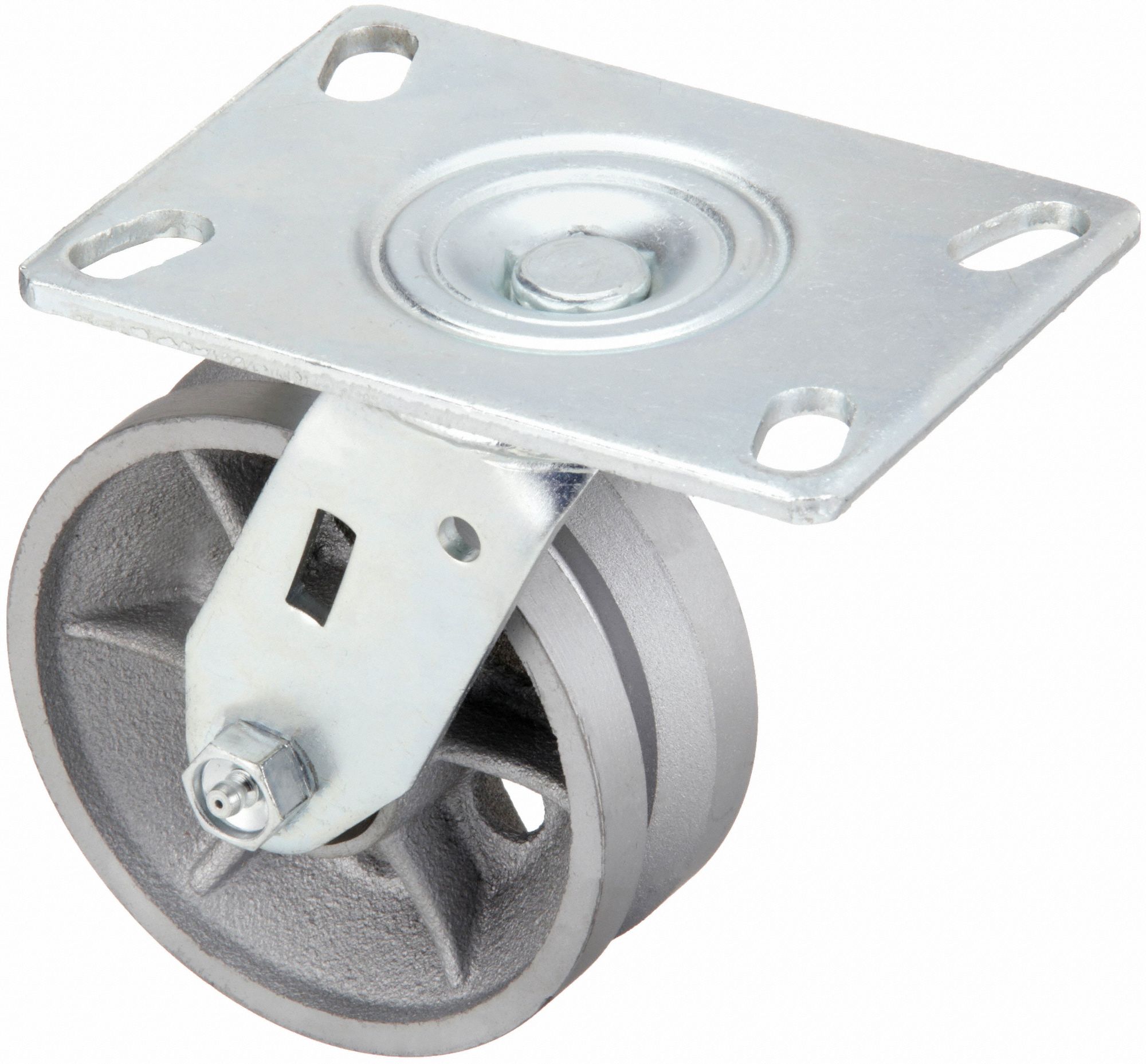 GRAINGER APPROVED VGroove TrackWheel Plate Caster, Swivel, 1000 lb, 5 in Wheel Dia. 490V86