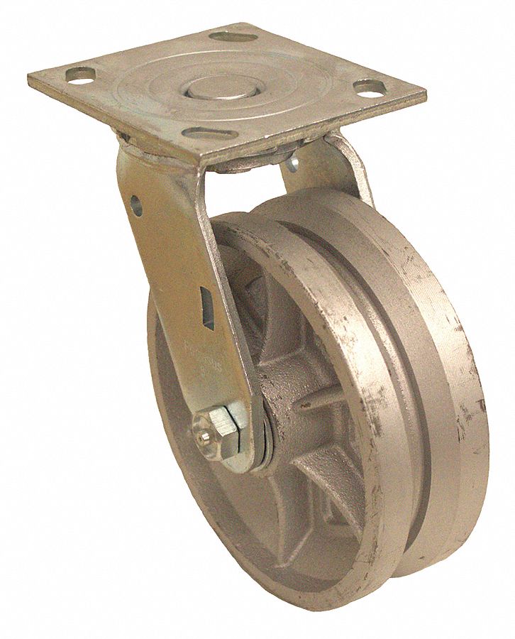 GRAINGER APPROVED VGroove TrackWheel Plate Caster, Swivel, 700 lb, 4