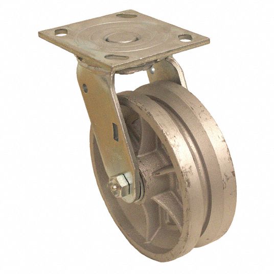 GRAINGER APPROVED VGroove TrackWheel Plate Caster, Swivel, 700 lb, 4