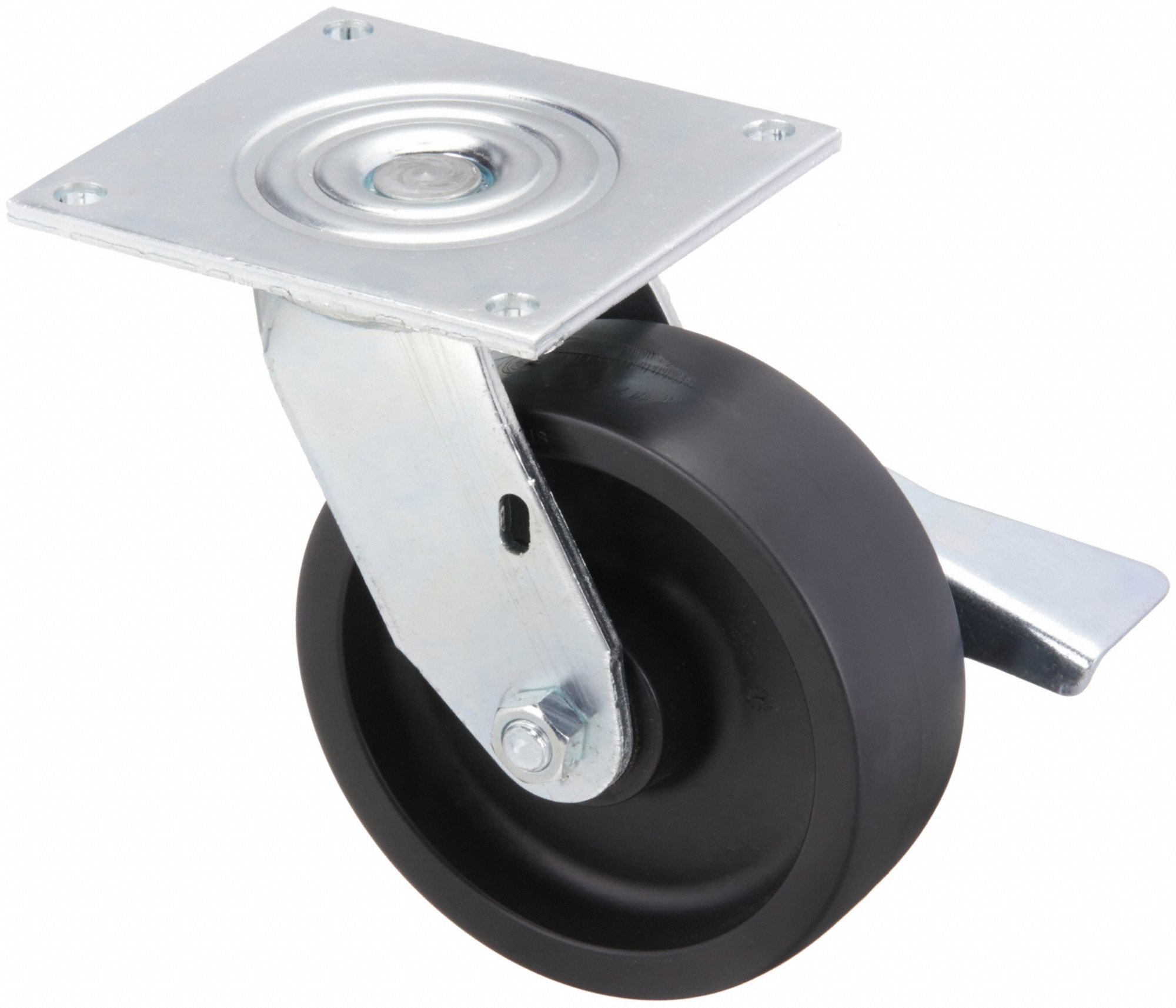 STANDARD PLATE CASTER, 6 IN WHEEL DIAMETER, 700 LB, 7½ IN MOUNTING H, POLYPROPYLENE