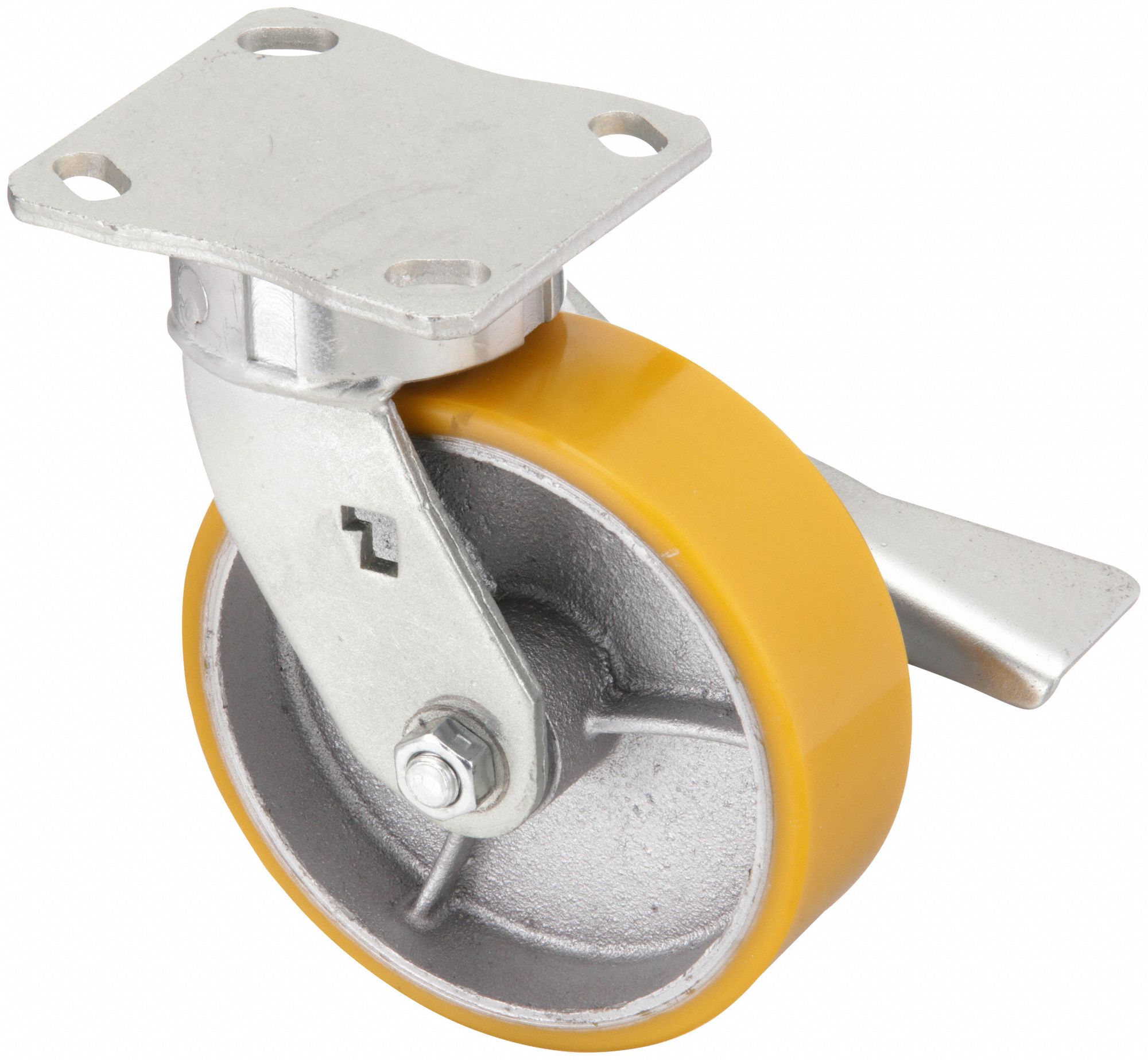 KINGPINLESS PLATE CASTER, 6 IN WHEEL DIAMETER, 1200 LB, 7½ IN MOUNTING H, FIRM
