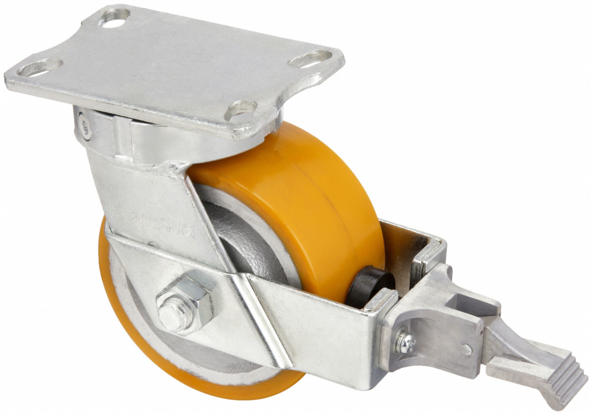 Plate Caster, Swivel, Polyurethane, 7 1/2"H