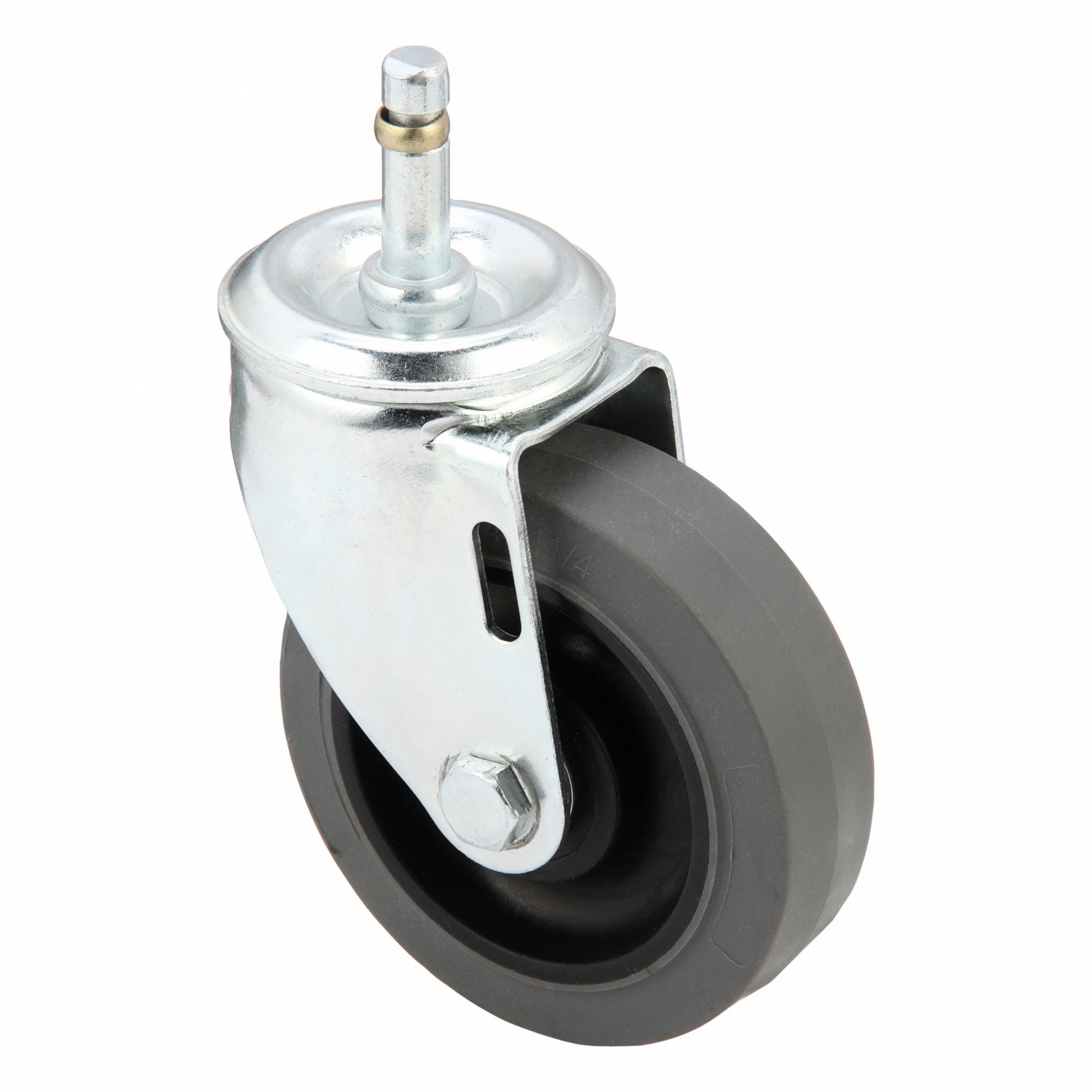 Stem Caster: Swivel, No Brake, 4 in Wheel Dia., 1 1/4 in Wheel Wd, 5 in Mounting Ht