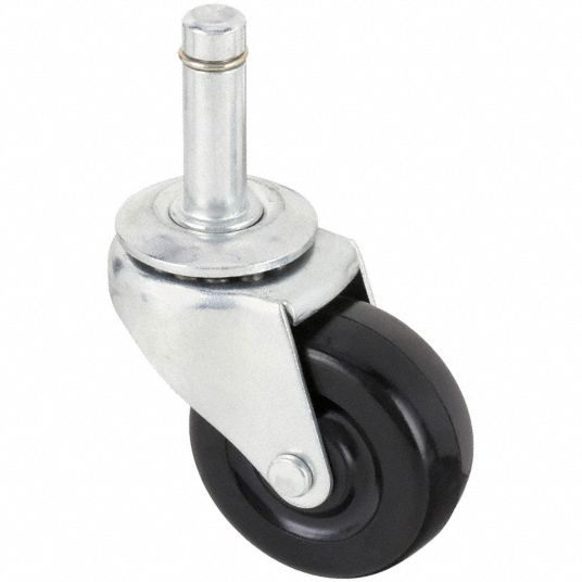 APPROVED VENDOR General Purpose Friction-Ring Stem Caster: 2 1/2 in Wheel  Dia., 95 lb, Rubber, Std
