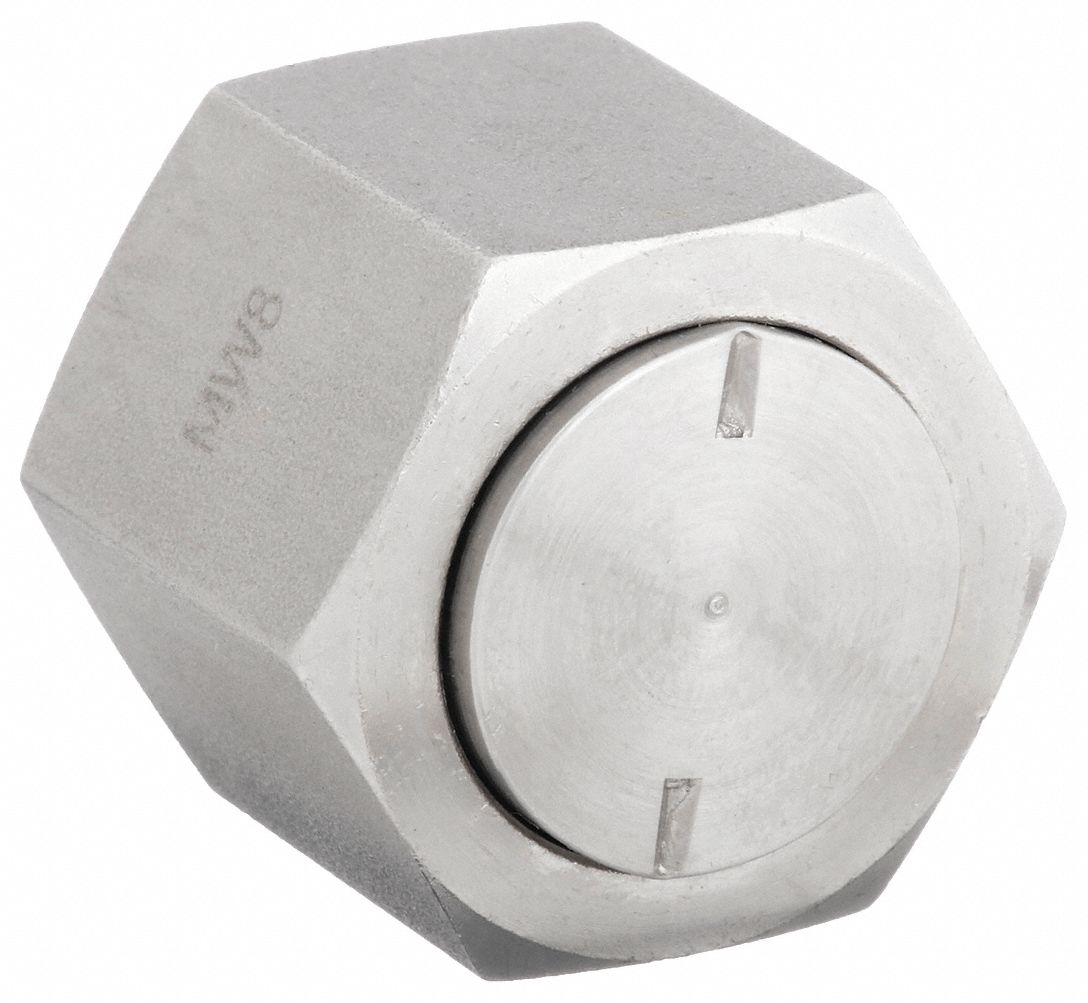 Hydraulic Hose Cap: Stainless Steel, 5/8 in Fitting Size, Female, ORS