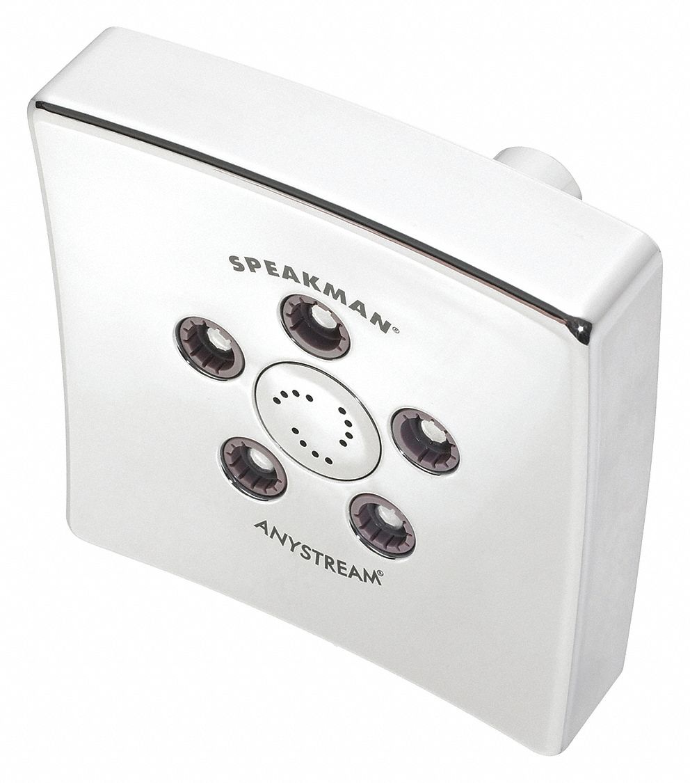 Fixed Showerhead: Kubos S-3021, 1.75 gpm Fixed Showerhead Flow Rate, Brass/Plastic, Multi