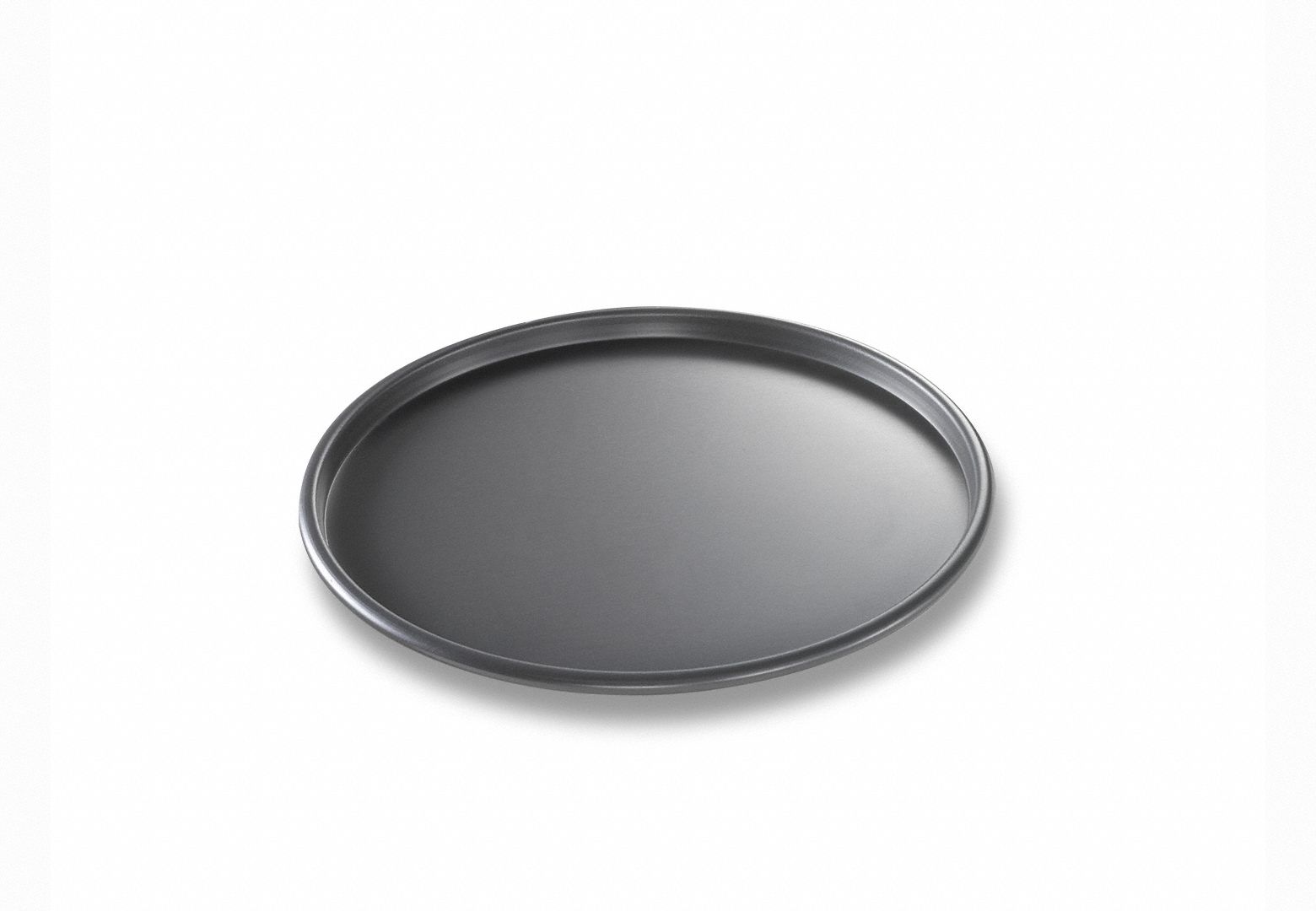 Pizza Pan: 10 in Overall Dia, Anodized Aluminum, Solid, 14 ga Gauge, Pre-Seasoned