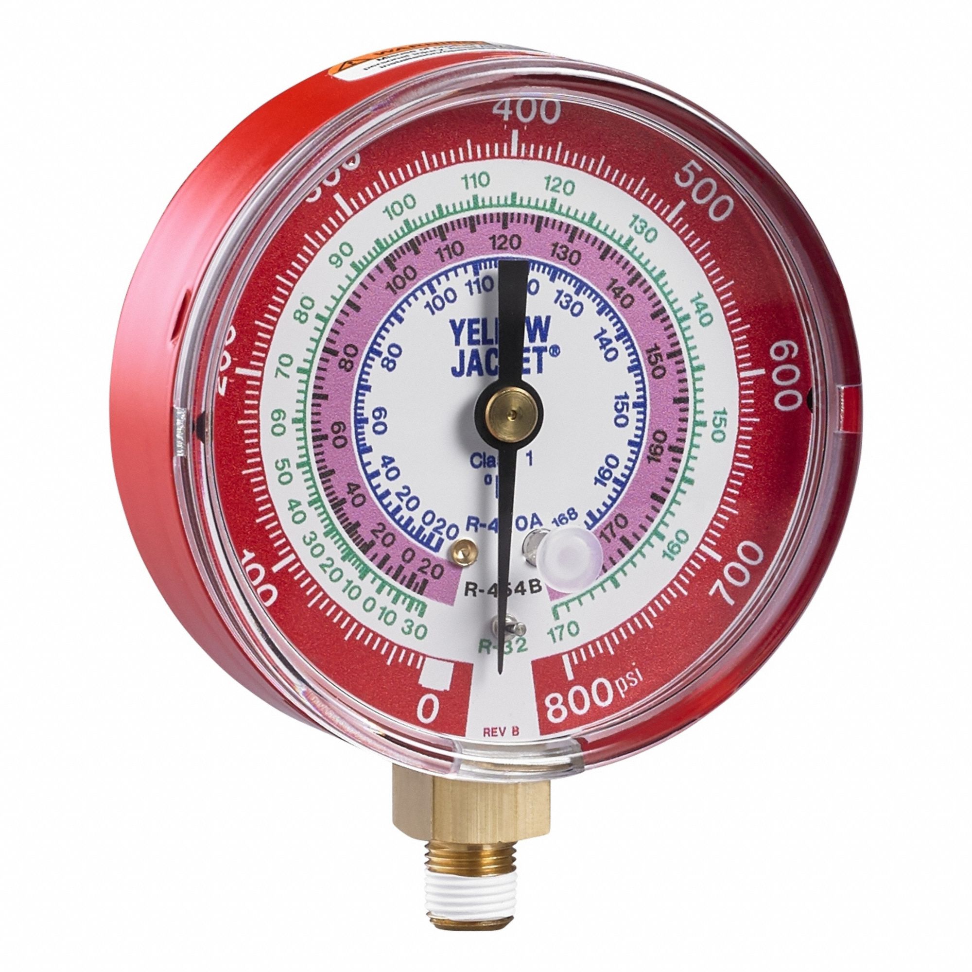 Test Gauge: Test Gauge, 800 psi, Non-Liquid Filled, 3 1/8 in Dia, 1/4 in, Red