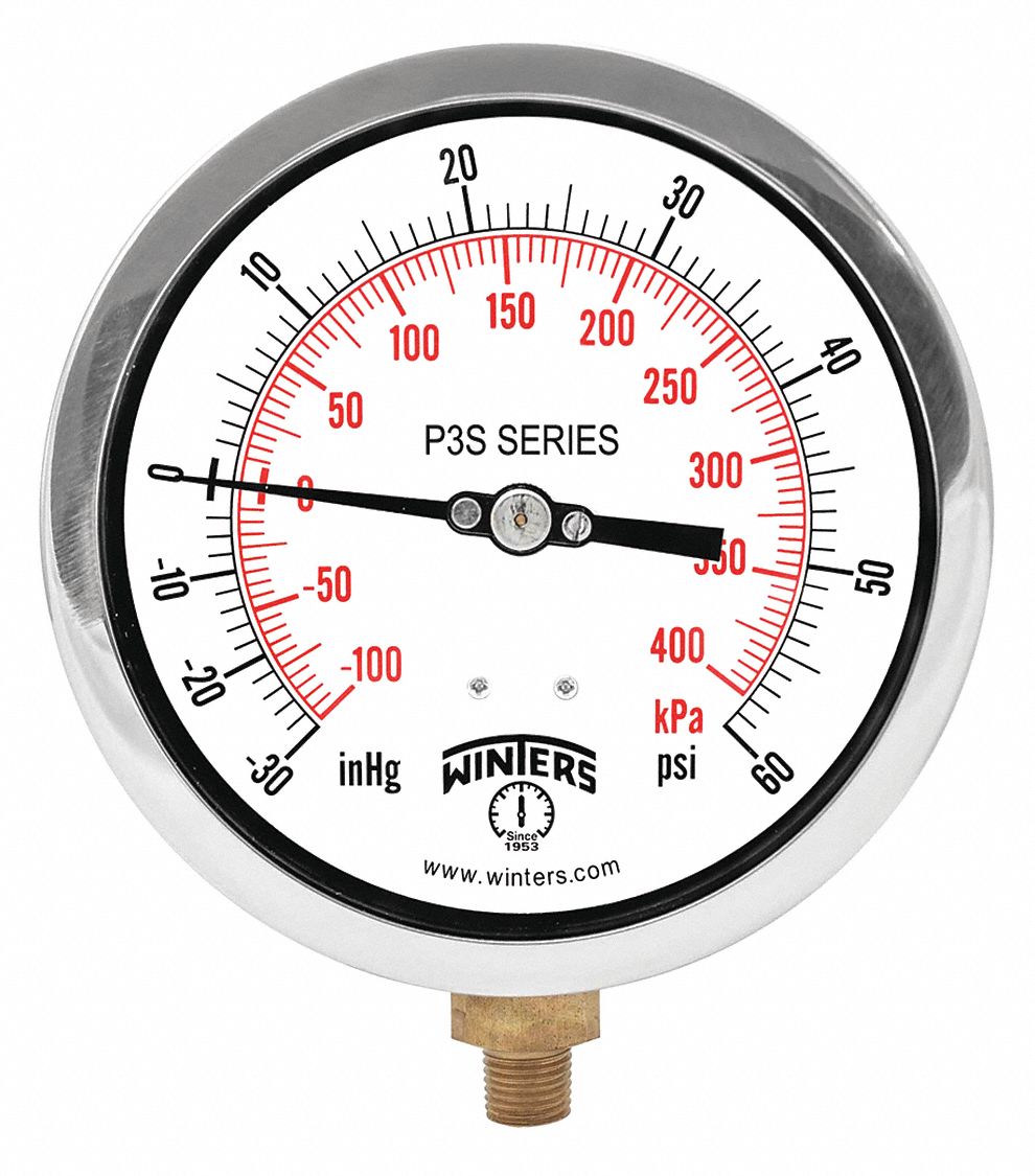 INDUSTRIAL COMPOUND GAUGE,ALUMINUM