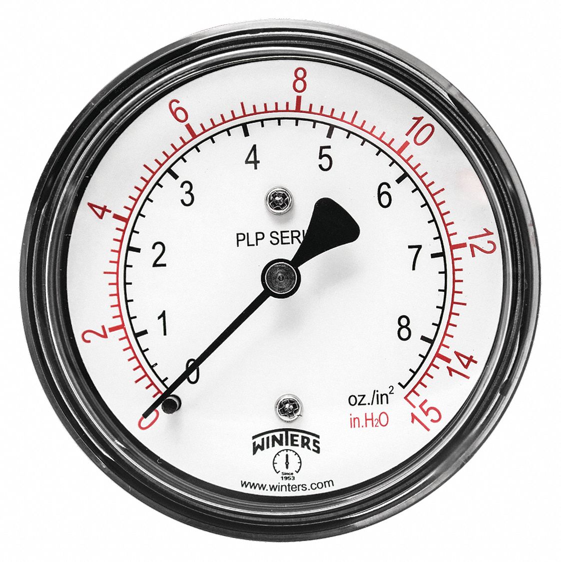 Low Pressure Gauge: For Natural Gas & Other Gases, 0 in wc to 15 in wc, 2 1/2 in Dial, PLP