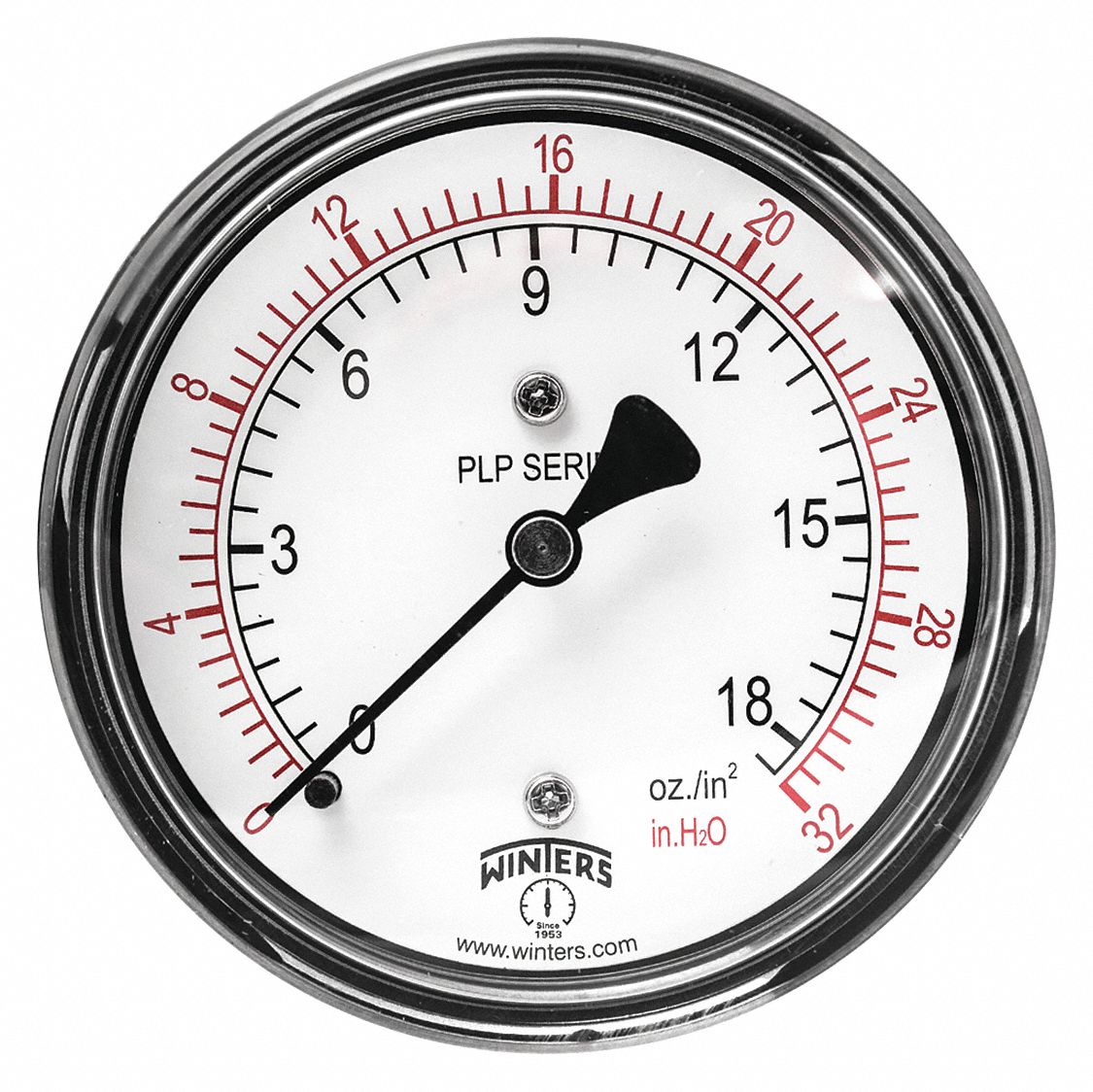 WINTERS INSTRUMENTS Pressure Gauge, 0 to 32 in wc Range, 1/4 in NPT