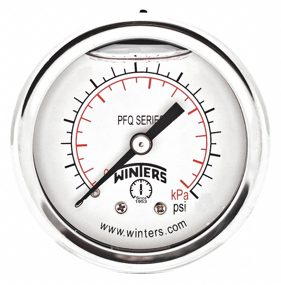 Industrial Pressure Gauge: 0 psi / Hg to 600 psi, 1 1/2 in Dial, 1/8 in NPT Male, PFQ, PFQ