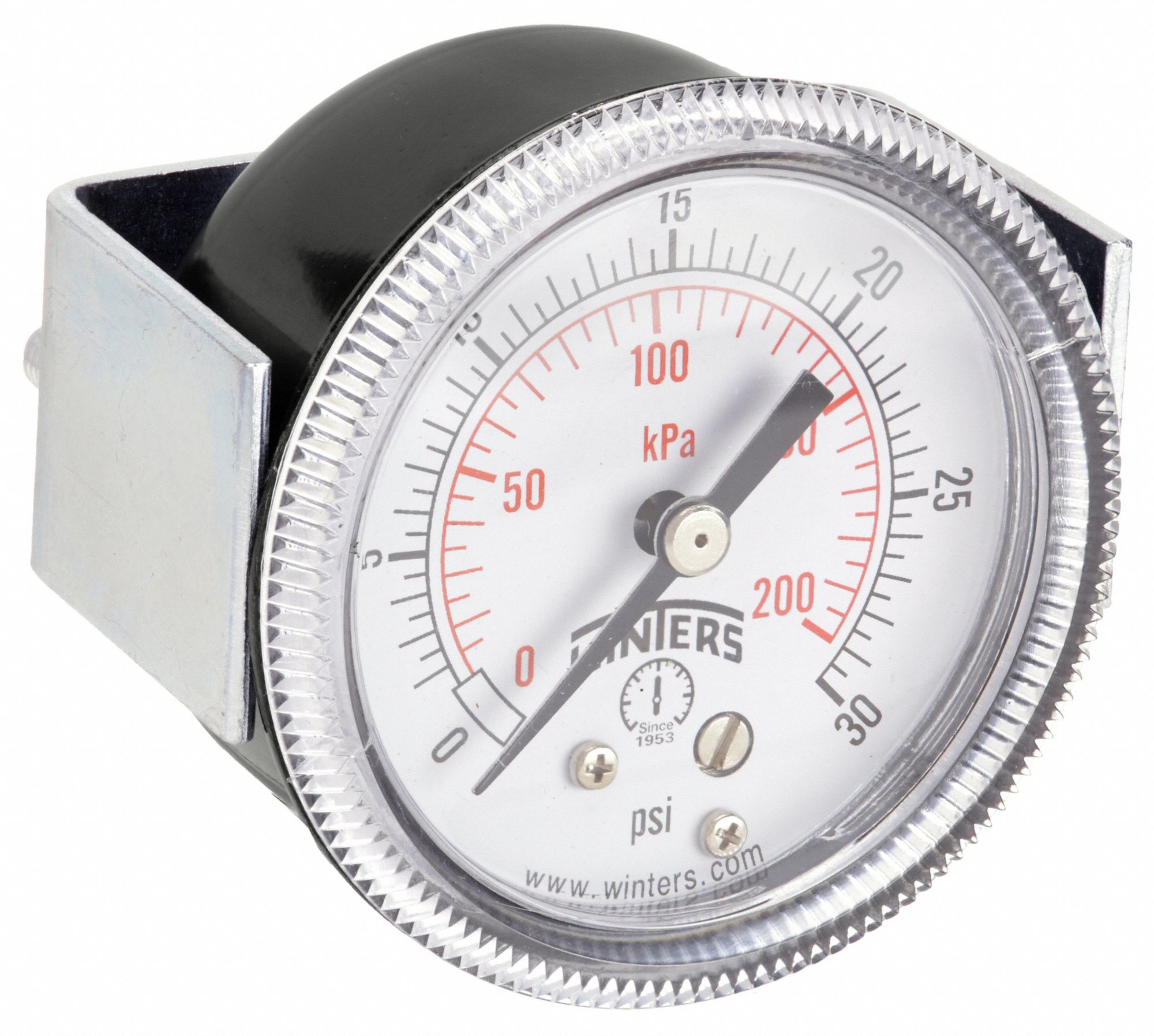 WINTERS, UClamp, 0 to 30 psi, PanelMount Pressure Gauge 491G04