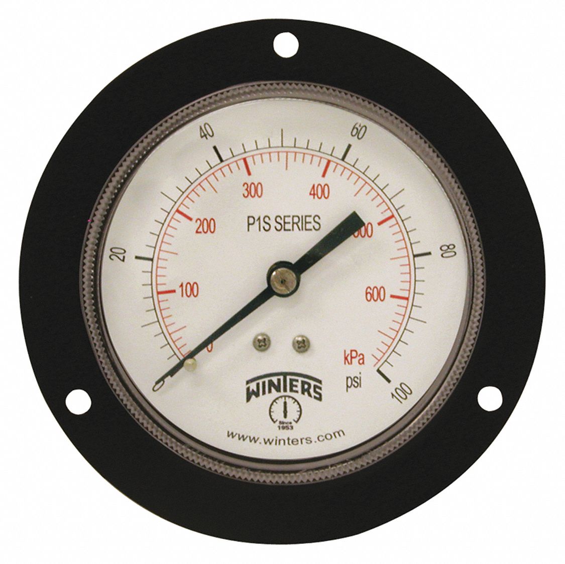 WINTERS INSTRUMENTS Pressure Gauge, 0 to 100 psi Range, 1/4 in MNPT