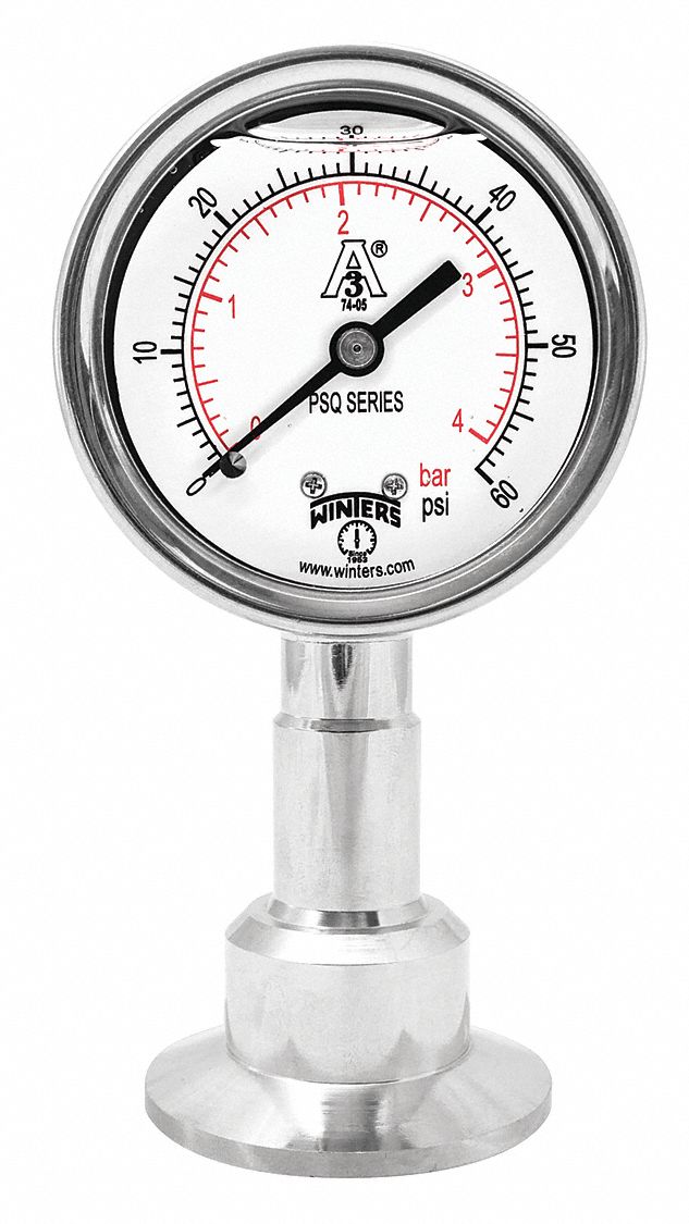 Winters Instruments Pfq2473 Pressure Gauge Silver 628311254938 1/4 In Mnpt 0 To 5000 Psi 