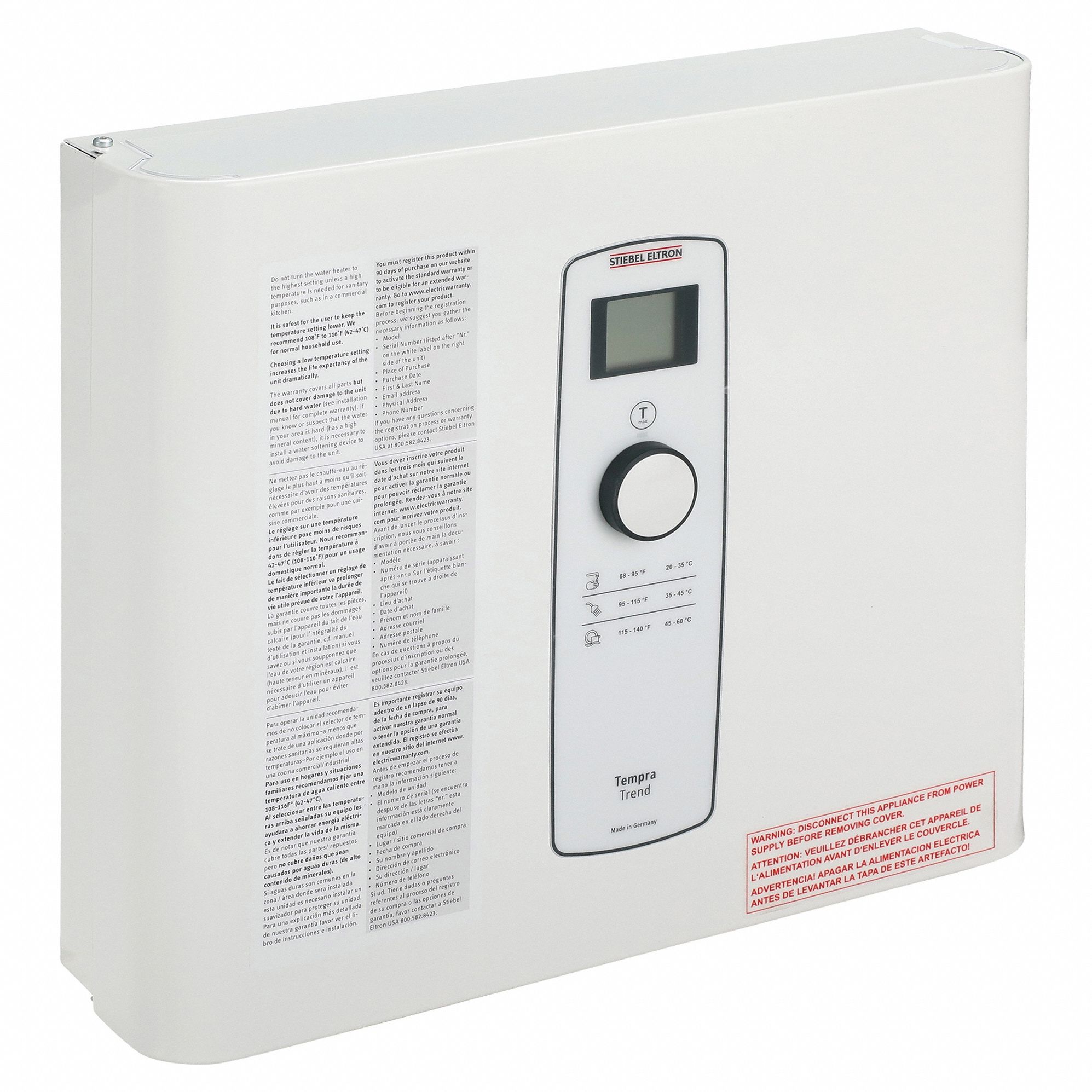 Electric Tankless Water Heater: Indoor, 12, 000 W, 2.5 gpm Max. Flow Rate