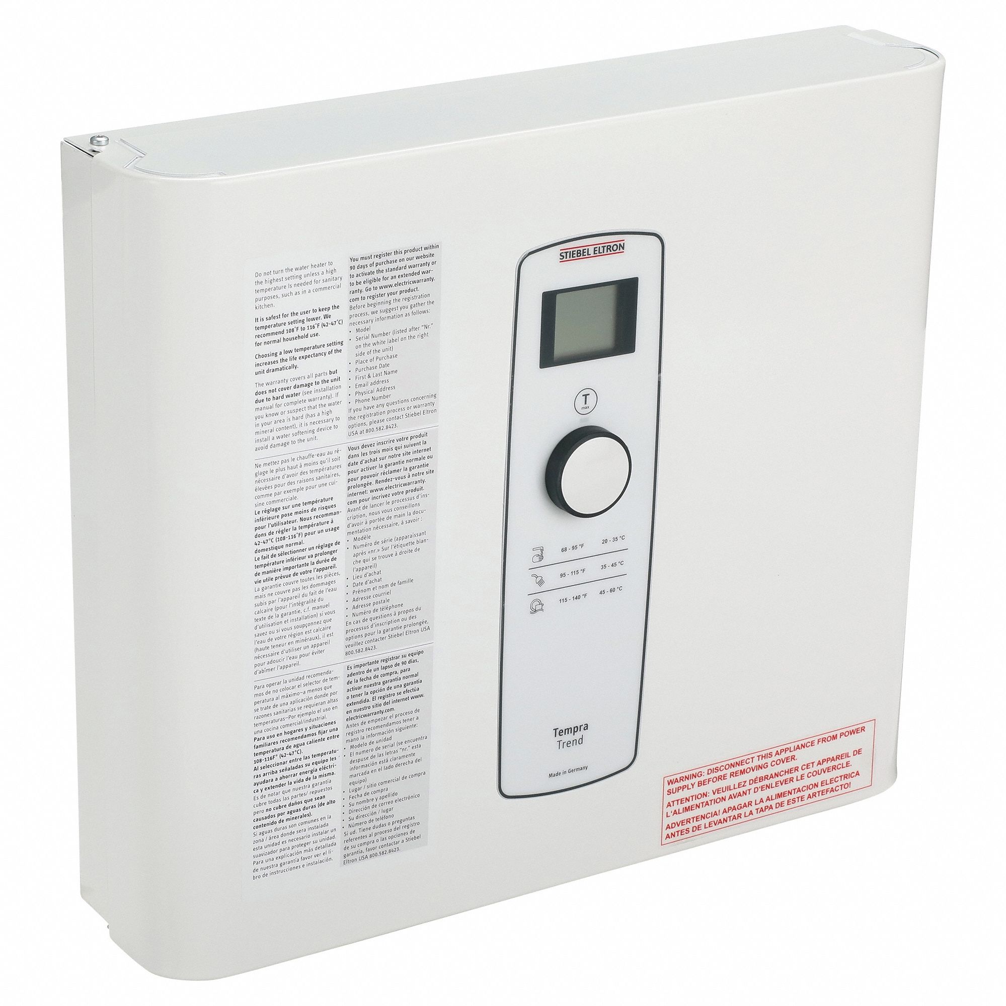 Electric Tankless Water Heater: Indoor, 36, 000 W, 1 gpm Max. Flow Rate