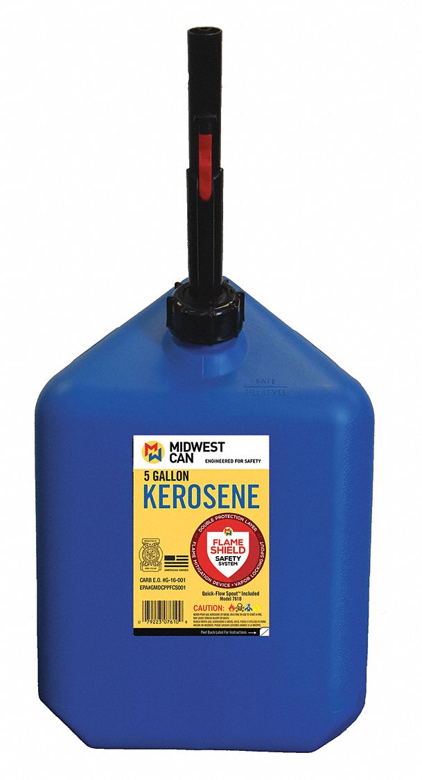 Kerosene Can: 5 gal Capacity, Self, Blue, HDPE