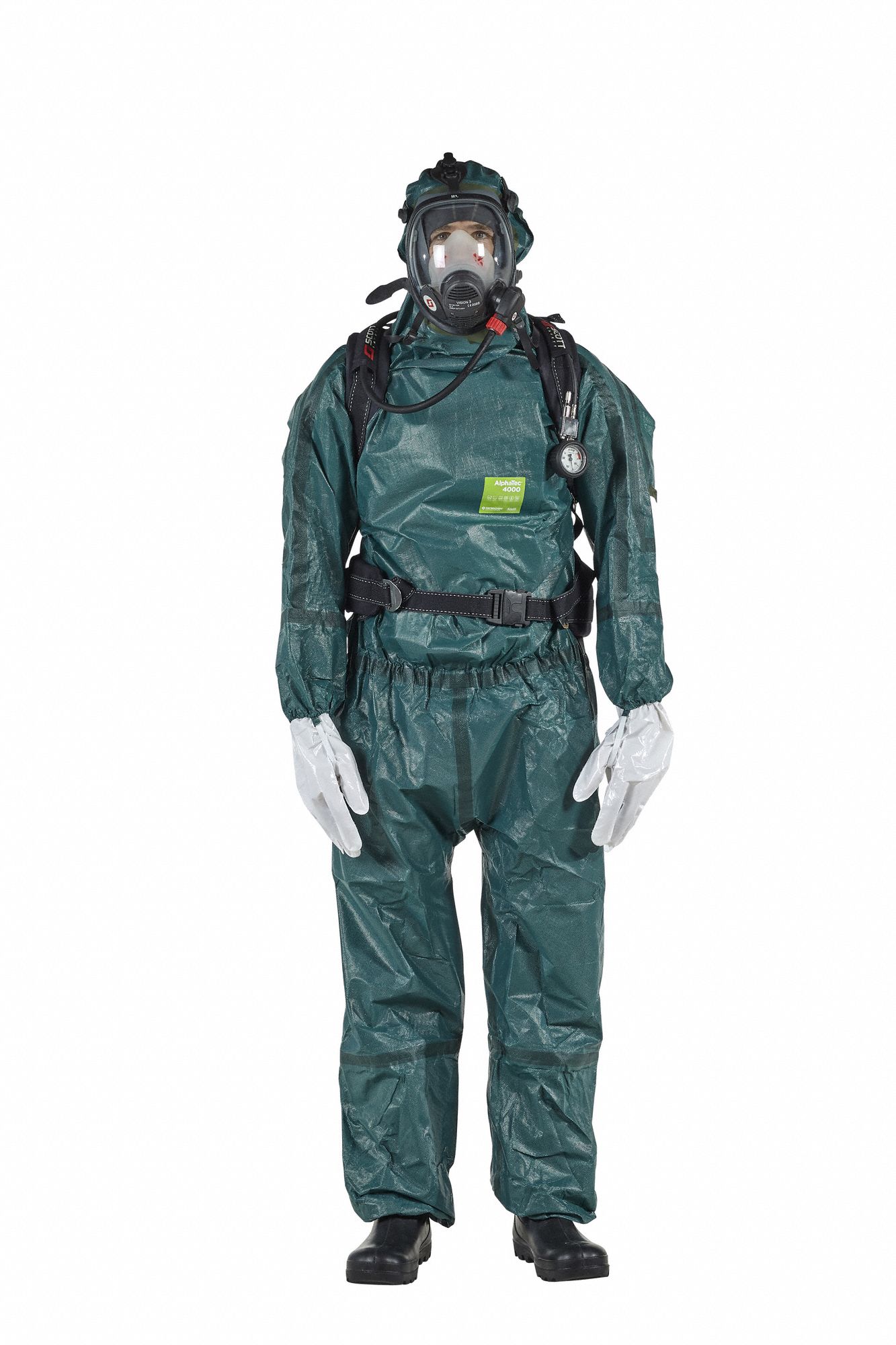 ANSELL Hooded Chemical Resistant Coveralls, Rear Entry Location, Multi ...