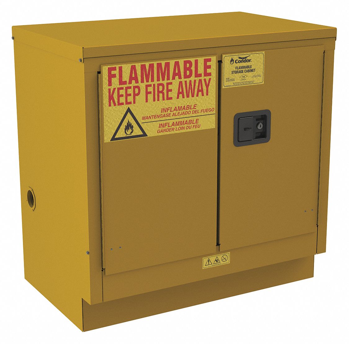 FLAMMABLES SAFETY CABINET, UNDERCOUNTER, 22 GALLON, 35 X 22 X 35 IN, YELLOW