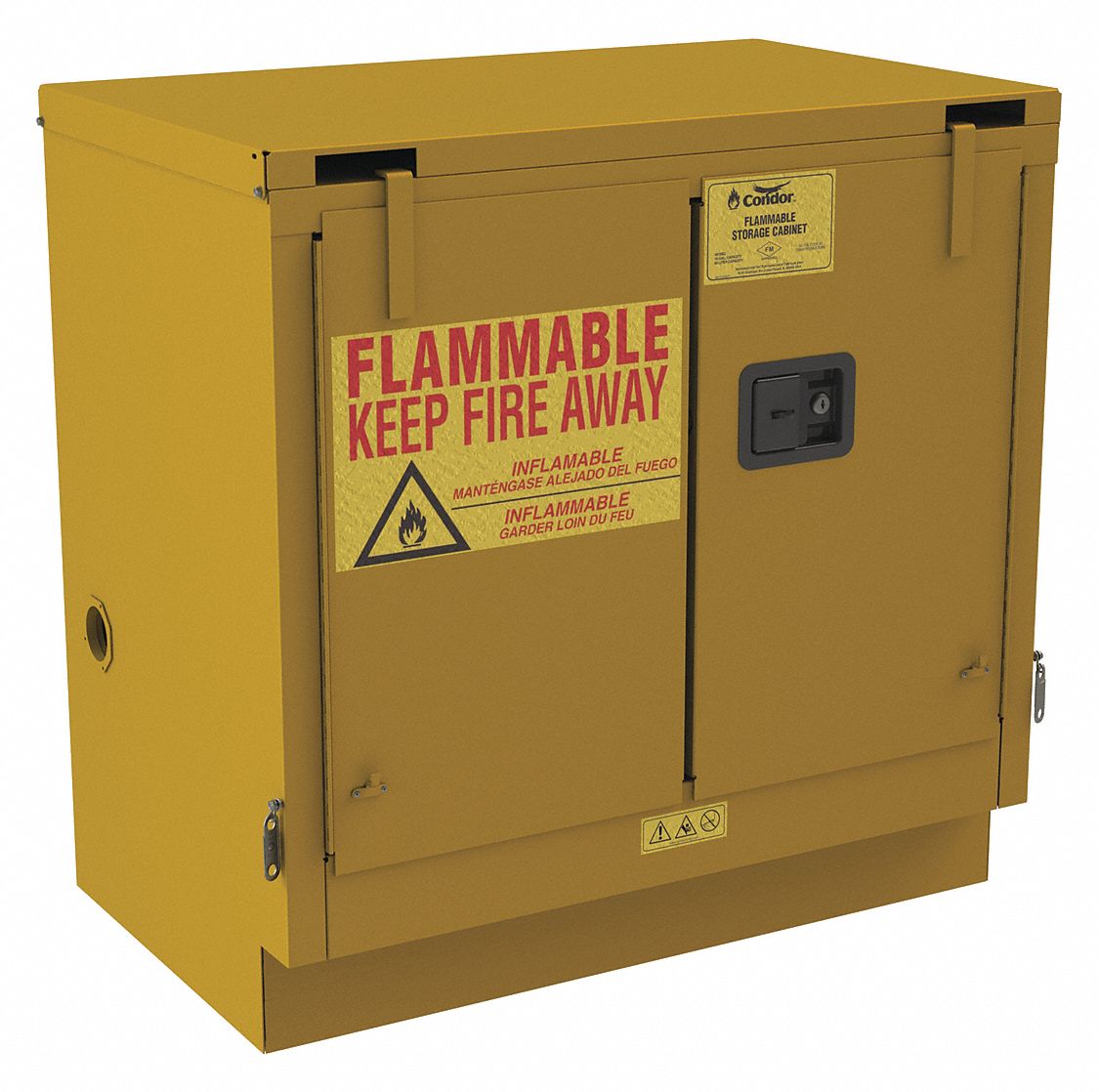 FLAMMABLES SAFETY CABINET, UNDERCOUNTER, 22 GALLON, 35 X 22 X 35 IN, YELLOW