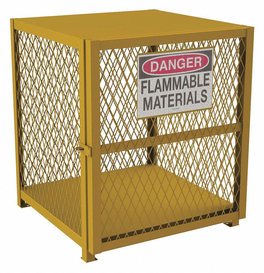 GAS CYLINDER CABINET FOR COMPRESSED/LIQUID PROPANE GAS, 4 VERTICAL CYLINDERS, STEEL, YELLOW