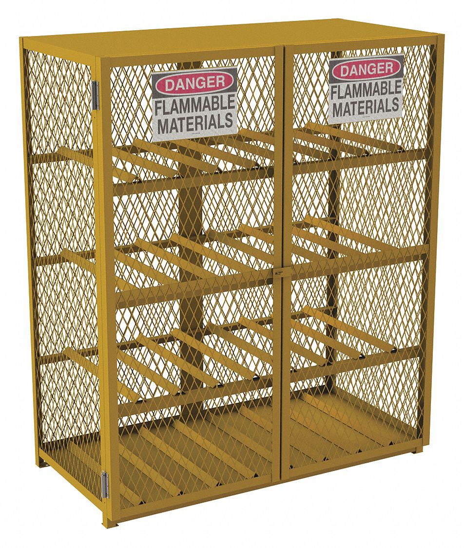 LIQUID PROPANE GAS CYLINDER CABINET, 16 HORIZONTAL CYLINDERS, 60X30X71¾ IN, STEEL