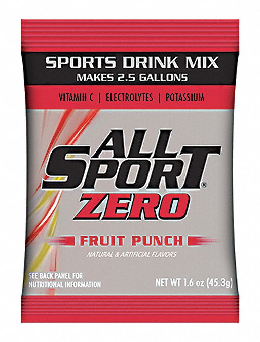 Sports Drink Mix: Fruit Punch, Bulk, 1.9 oz Concentrate Per Pack, 2.5 gal Yield per Pack