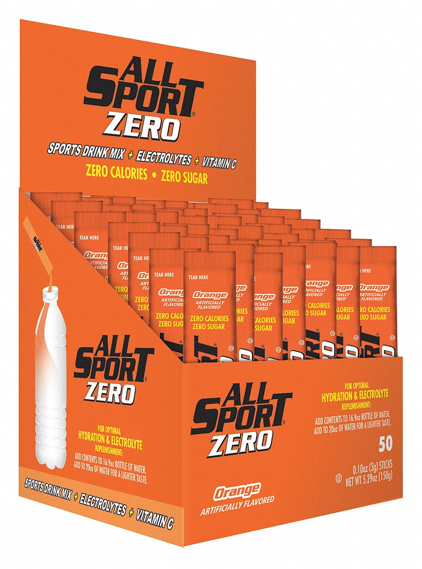 Sports Drink Mix: Sugar Free, 20 oz Yield per Unit, 50 Pack Qty, Powder Concentrate, 50 PK