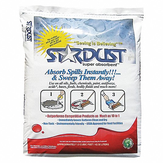 Loose Absorbent: 8 gal Volume Absorbed per Pkg., 14 lb Wt, Bag, Silica Free, Not Scented