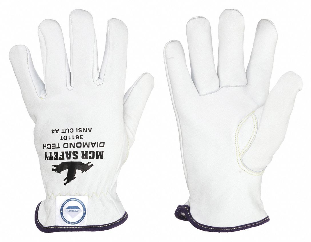 Leather Gloves: 2XL ( 11 ), Drivers Glove, Goatskin, Premium, ANSI Cut Level A4, 1 PR