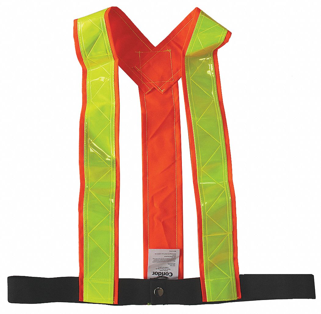 GILET DE SÉCURITÉ,BANDE VERTICALE,POLYÉTHYLÈNE,M,ORANGE/JAUNE,POLYESTER,B-PRESSION