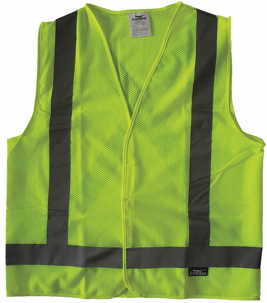 GILET HTE VISIBILITÉ,ANSI CLASSE 2,G,LIME,MAILLE POLYESTER,FERMETURE AUTOAGRIPPANTE,BANDE UNIQUE