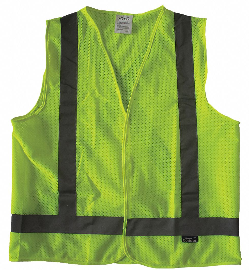 GILET HTE VISIBILITÉ,ANSI CLASSE 2,TG,LIME,MAILLE POLYESTER,FERMETURE AUTOAGRIPPANTE,BANDE UNIQUE