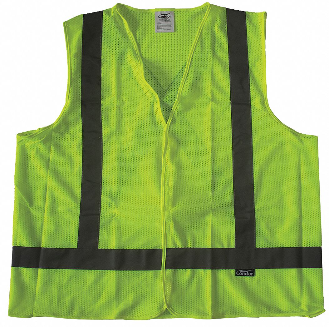GILET HTE VISIBILITÉ,ANSI CLASSE 2,3TG,LIME,MAILLE POLYESTER,FERMETURE AUTOAGRIPPANTE,BANDE UNIQUE
