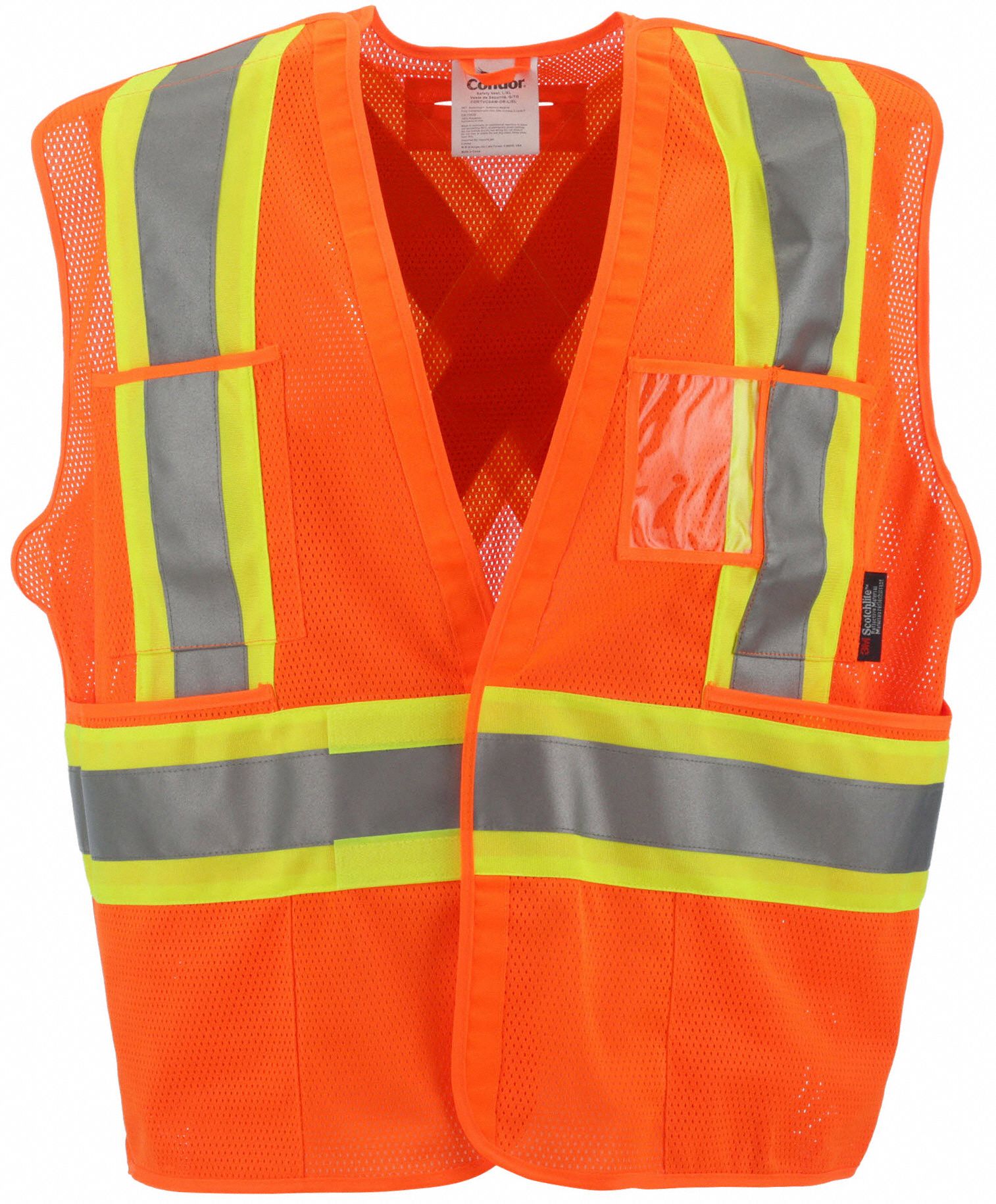 HI-VIS VEST, ANSI CLASS 2, S/M, ORNG, POLYESTER MESH, HOOK & LOOP, SINGLE STRIPE