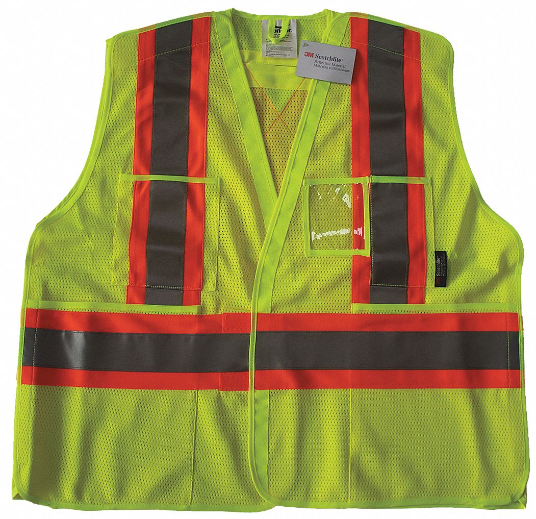 GILET HTE VISIBILITÉ,ANSI CLASSE 2,G/TG,LIME,MAILLE POLYESTER,AUTOAGRIPPANTE,CONTRASTANT